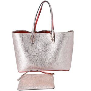 Christian Louboutin Cabata Tote Bag 1185169 Rose Gold Red Crinkled Leather